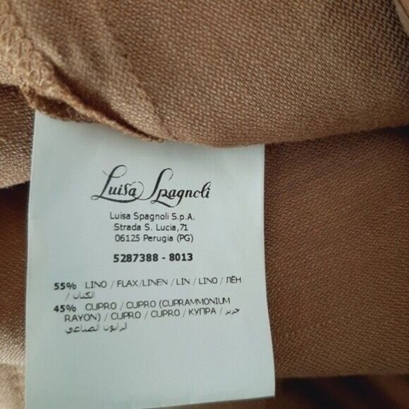 LUISA SPAGNOLI Linen Blend Light Dress Pants Tan Sz S | Eur 42 - Picture 9 of 10